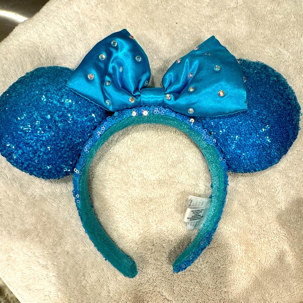 Disney Blue Sequin Minnie Mouse Ears Headband